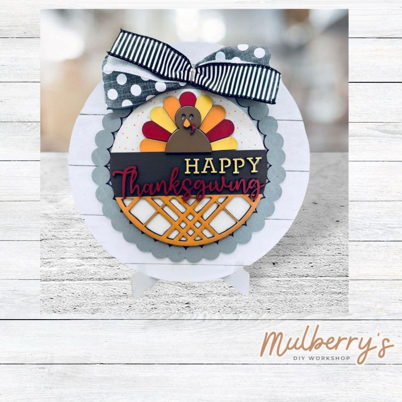 We love our large interchangeable plate with stand! It's approximately 11.5-inches is diameter and can display your favorite seasonal/holiday insert. This set includes the large interchangeable plate with stand and the happy thanksgiving insert.