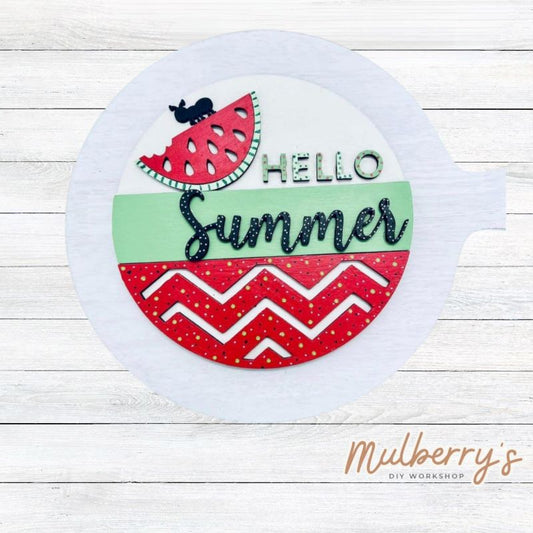 Decorate your home with our 7.5-inch Watermelon Hello Summer insert. Our inserts may be displayed solo or with our interchangeable plate stand, which is sold separately.