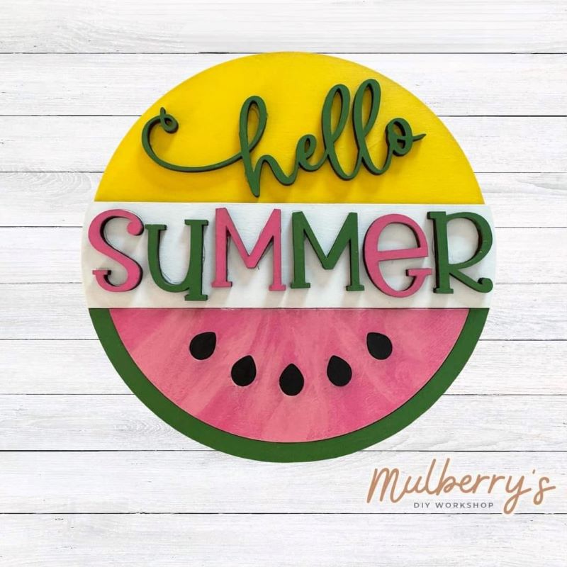 Decorate your home with our 7.5-inch Hello Summer Watermelon insert. Our inserts may be displayed solo or with our interchangeable plate stand, which is sold separately.