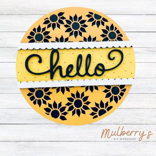 Decorate your home with our 7.5-inch Sunflower Hello insert. Our inserts may be displayed solo or with our interchangeable plate stand, which is sold separately.