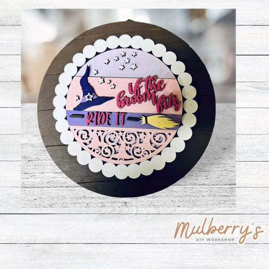 We love our large interchangeable plate with stand! It's approximately 11.5-inches is diameter and can display your favorite seasonal/holiday insert. This set includes the large interchangeable plate with stand and the "If the Broom Fits, Ride It" insert.