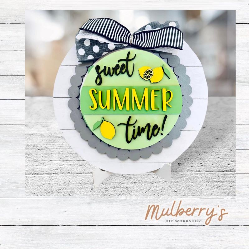 We love our large interchangeable plate with stand! It's approximately 11.5-inches is diameter and can display your favorite seasonal/holiday insert. This set includes the large interchangeable plate with stand and the lemon sweet summertime insert.