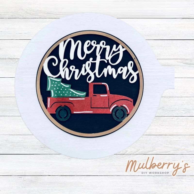 Decorate your home with our 7.5-inch Merry Christmas Farmhouse Truck insert. Our inserts may be displayed solo or with our interchangeable plate stand, which is sold separately.