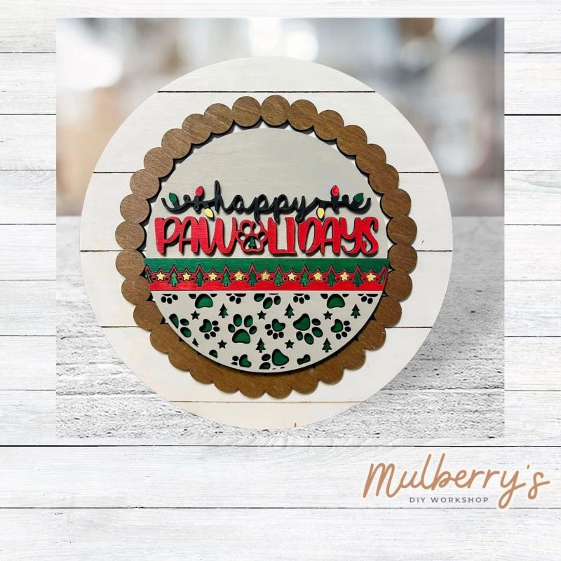 We love our large interchangeable plate with stand! It's approximately 11.5-inches is diameter and can display your favorite seasonal/holiday insert. This set includes the large interchangeable plate with stand and the happy pawalidays insert.