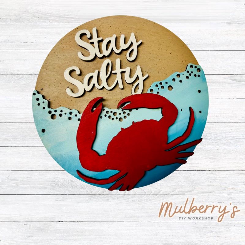 Decorate your home with our 7.5-inch Stay Salty insert. Our inserts may be displayed solo or with our interchangeable plate stand, which is sold separately.