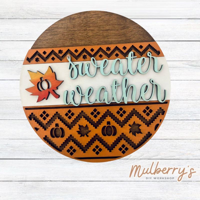 Decorate your home with our 7.5-inch Sweater Weather insert. Our inserts may be displayed solo or with our interchangeable plate stand, which is sold separately.