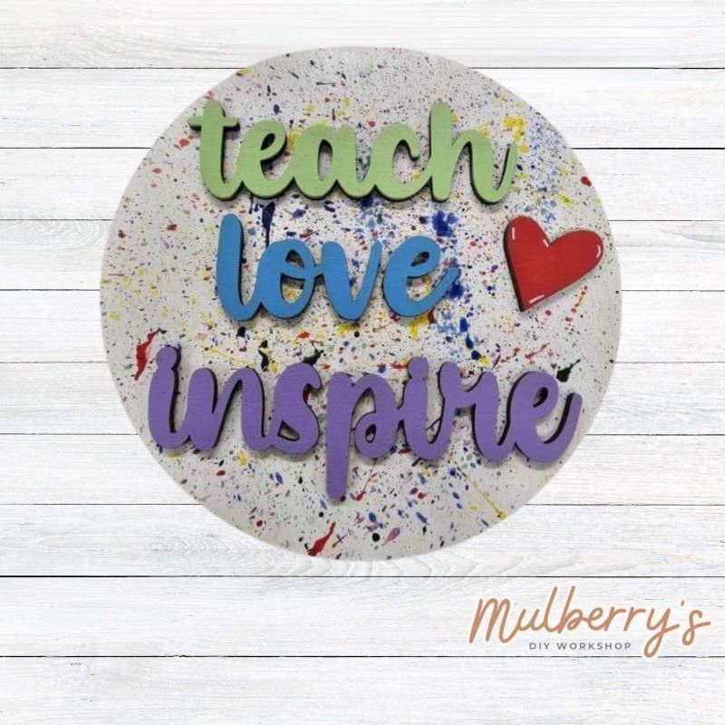 Decorate your home with our 7.5-inch Teach Love Inspire insert. Our inserts may be displayed solo or with our interchangeable plate stand, which is sold separately.