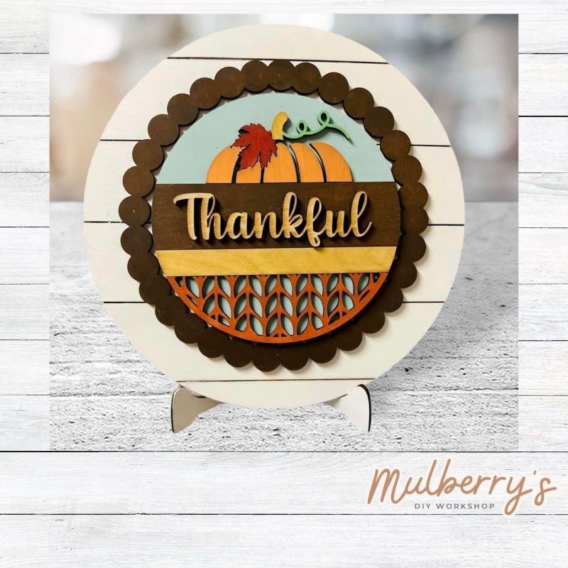 We love our large interchangeable plate with stand! It's approximately 11.5-inches is diameter and can display your favorite seasonal/holiday insert. This set includes the large interchangeable plate with stand and the thankful insert.