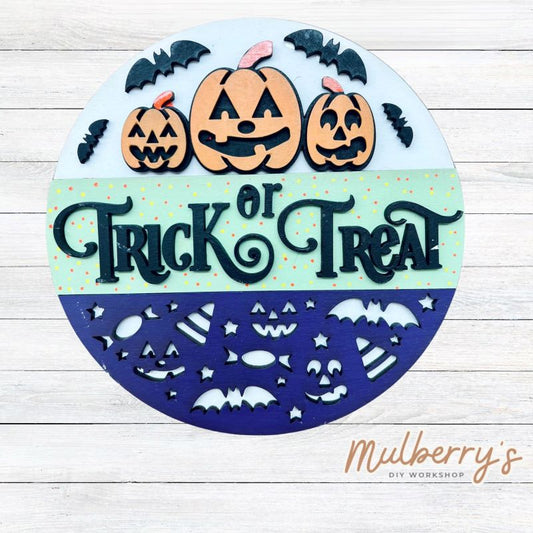 Decorate your home with our 7.5-inch Trick or Treat insert. Our inserts may be displayed solo or with our interchangeable plate stand, which is sold separately.