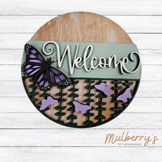 Decorate your home with our 7.5-inch Welcome Butterfly insert. Our inserts may be displayed solo or with our interchangeable plate stand, which is sold separately.