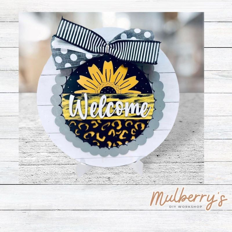 We love our large interchangeable plate with stand! It's approximately 11.5-inches is diameter and can display your favorite seasonal/holiday insert. This set includes the large interchangeable plate with stand and the sunflower welcome insert.