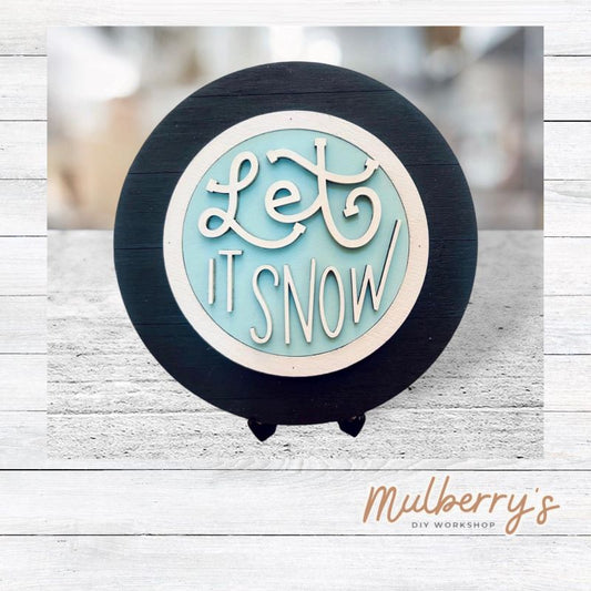 We love our mini interchangeable plate with stand! t's approximately 8-inches is diameter and can display your favorite seasonal/holiday insert. This set includes mini interchangeable plate with stand and let it snow insert.