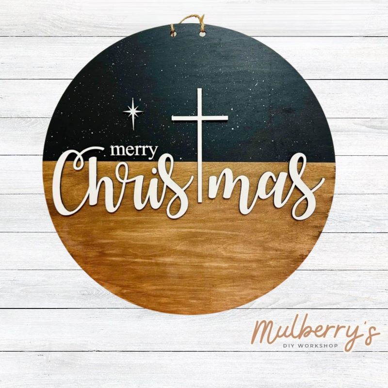 Our Merry Christmas 18" door hanger is perfect for the holiday season!