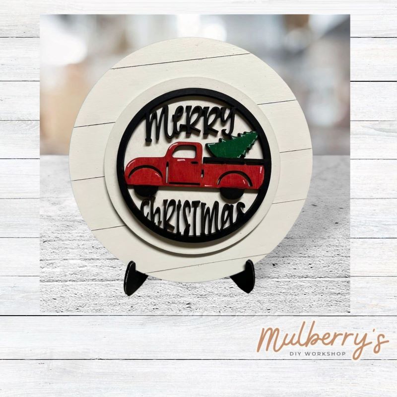 Merry Christmas Farmhouse Truck Mini Insert