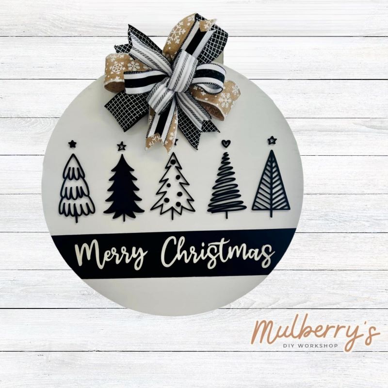 Welcome family and friends this holiday season with our Merry Christmas 22" door hanger!