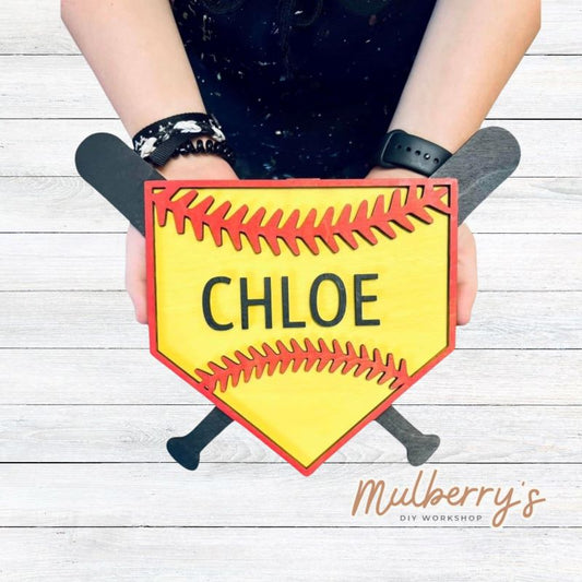 Show your love of the game with your own personalized base with bats! This product is roughly 10" tall.