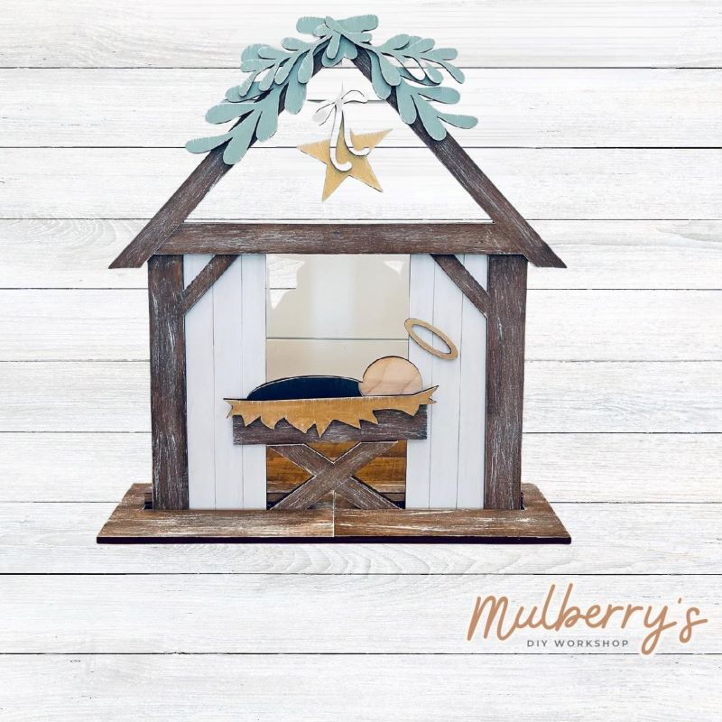 Our nativity stand-up barn is the perfect addition to your Christmas decor! Approximately 2' fall. Includes stand.