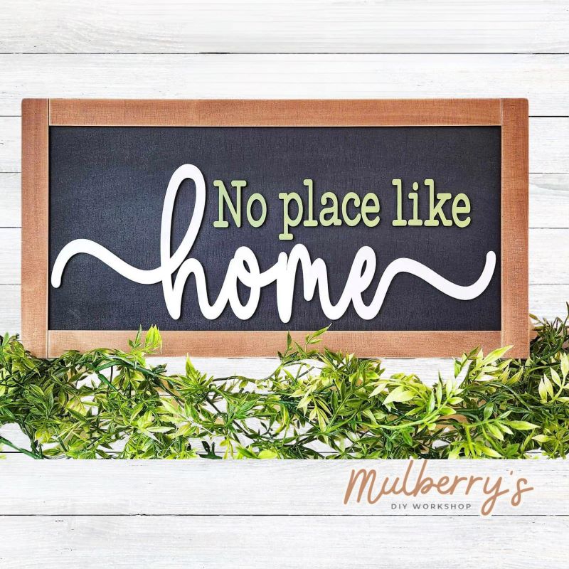 Our no place like home sign with frame is rougly 9" tall by 18" wide. Optional stand is available.