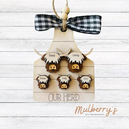 Personalize your own "Our Herd" ornament to fit your family. Your choice of 1 or 2 adults and up to 8 children. Ornament measures approximately 6-inches tall.