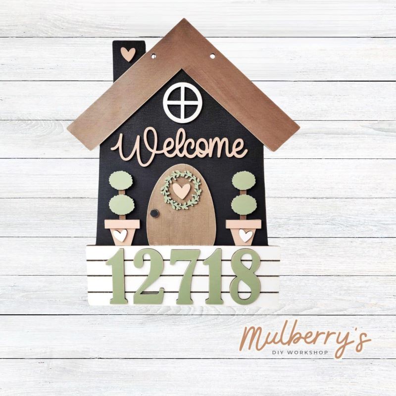 Our Welcome Home mini door hanger can be personalized with your address number or zip code. It's approximately 13-inches tall.