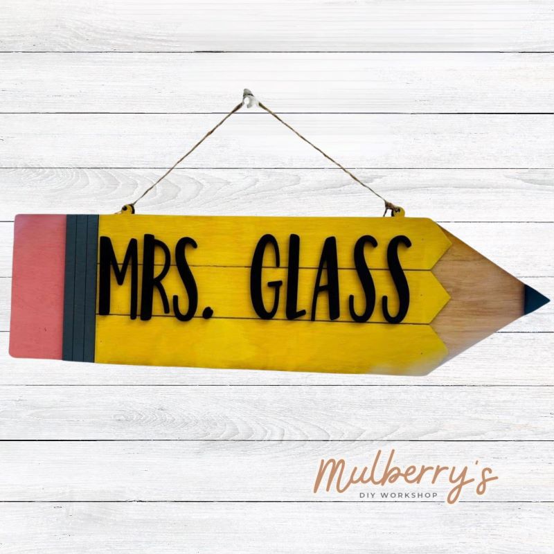 Personalized Pencil Mini Door Hanger Mulberrys Diy Workshop