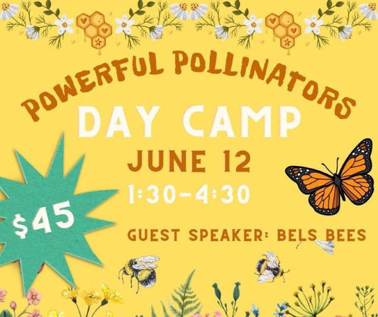 Come learn about bees and butterflies and how they are powerful pollinators in this amazing camp!  We'll paint three coordinating bee and butterfly projects. Date of Camp: Wednesday, June 12, from 1:30-4:30pm.  Ages 6+.  Please register to reserve your spot. No refunds. Registration may be transferred to a different camp, if needed.