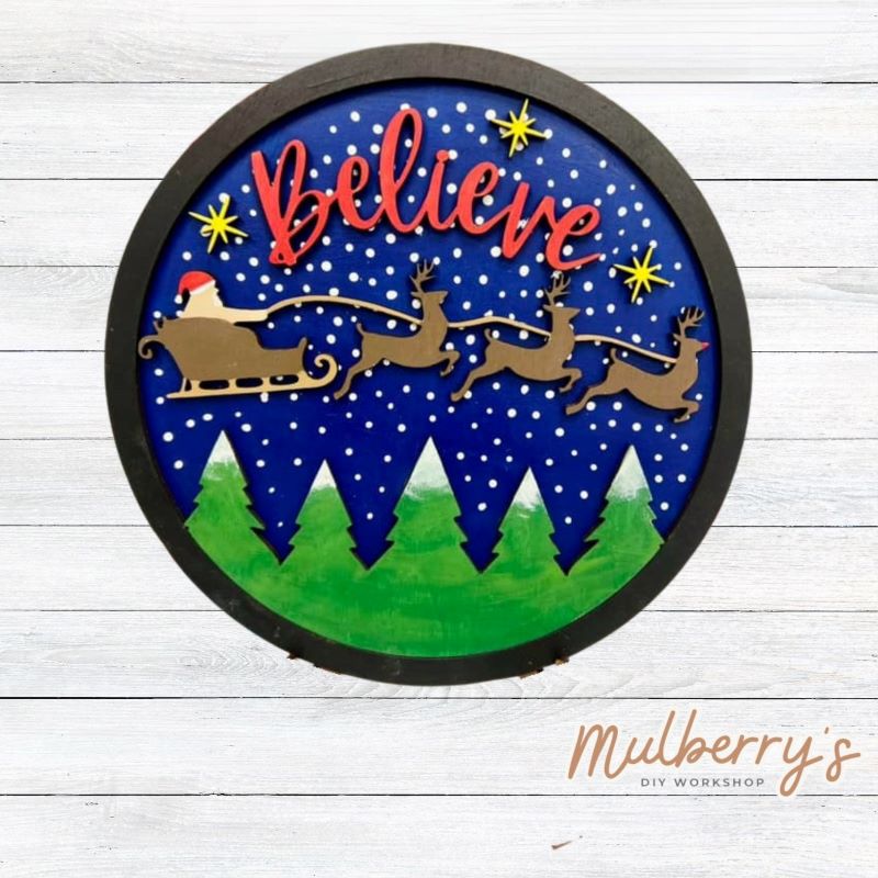 Our Believe Santa round is stunning! Approximately 9.5" in diameter. Optional stand is available.