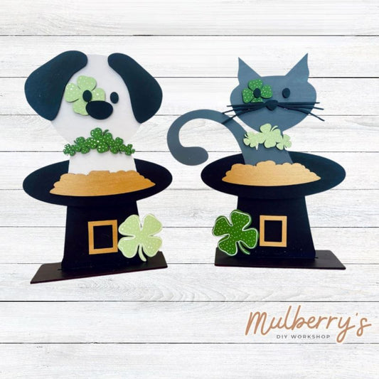 We adore our cute st. patty pets! Paint your favorite one! Approximately 10.5 inches tall. Stand is included.