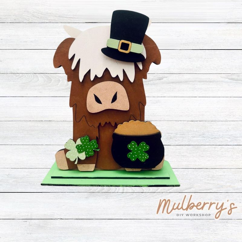 Our interchangeable highland cow is mootastic! He's interchangeable for every season/holiday and is approximately 9" tall.