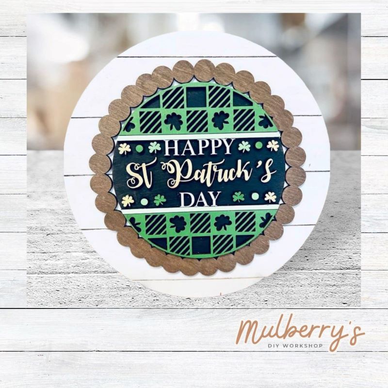 We love our large interchangeable plate with stand! It's approximately 11.5-inches is diameter and can display your favorite seasonal/holiday insert. This set includes the large interchangeable plate with stand and the happy st. patrick's day insert.