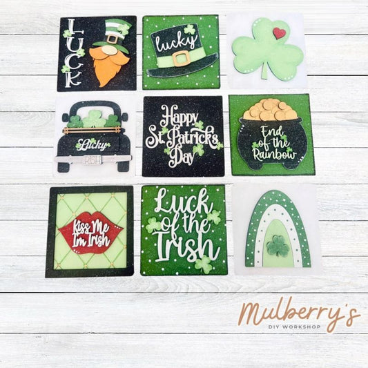 Our 4x4 st. patty decorative tiles are so versatile. They go perfectly with many of our interchangeable bases! Display them in our learning towers, tiered trays, or display shelves.