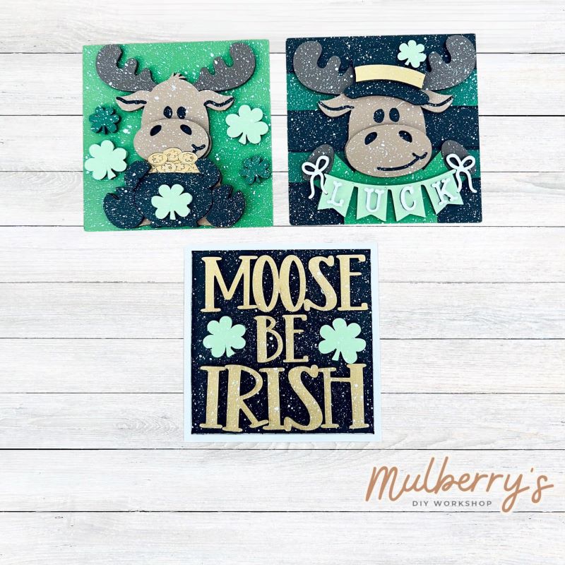 Our 4x4 st. patty moose decorative tiles are so versatile. They go perfectly with many of our interchangeable bases! Display them in our learning towers, tiered trays, or display shelves.