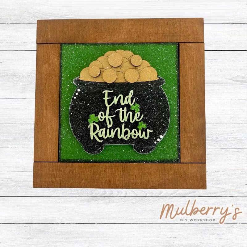 Our interchangeable square frame is the perfect way to display the different seasonal and holiday decorative tiles! Choose your favorite st. patty decorative tile to display inside! This listing includes the base and choice of one st. patty insert. Approximately 6" in diameter.