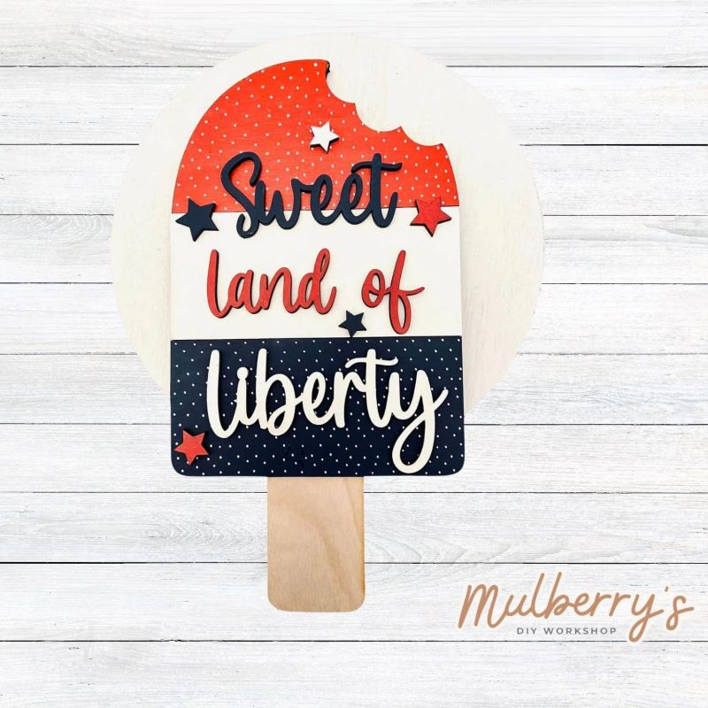 Our sweet land of liberty popsicle is the perfect size for your child to complete! Approximately 12" tall.