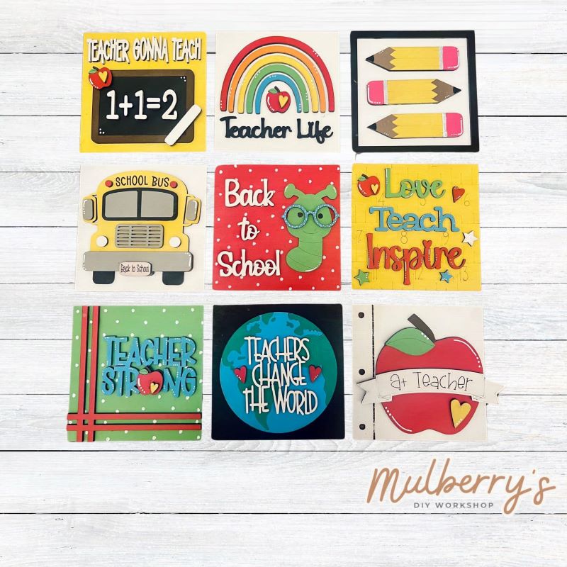 Our 4x4 teacher decorative tiles are so versatile. They go perfectly with many of our interchangeable bases! Display them in our learning towers, tiered trays, or display shelves.