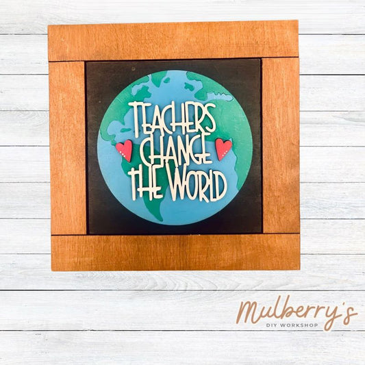 Our interchangeable square frame is the perfect way to display the different seasonal and holiday decorative tiles! Choose your favorite teacher decorative tile to display inside! This listing includes the base and choice of one teacher insert. Approximately 6" in diameter.