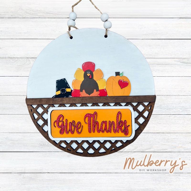 Thanksgiving Inserts for Interchangeable Lattice Round Door Hanger