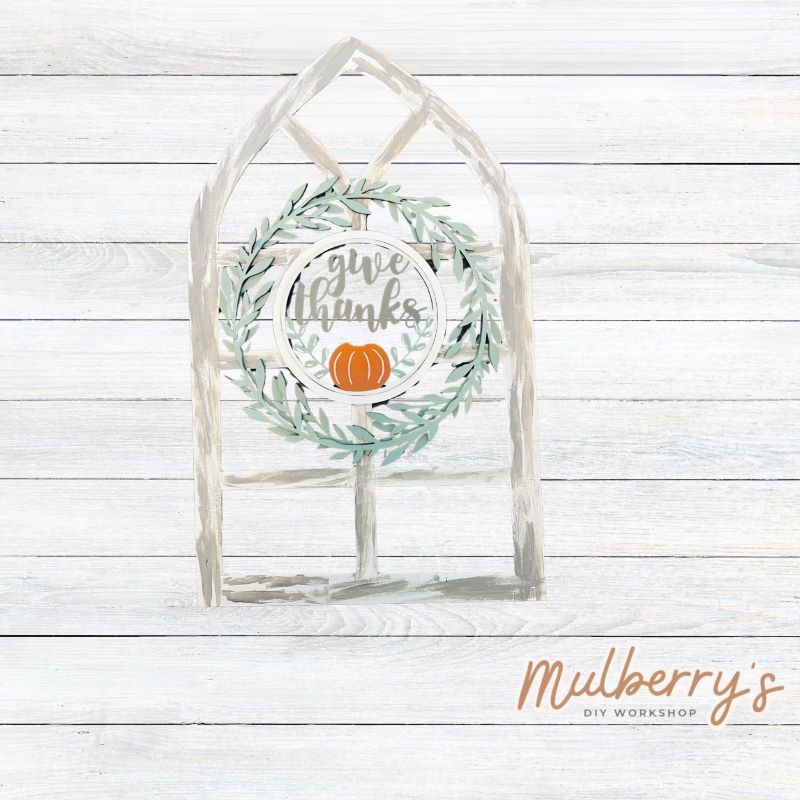 We love our interchangeable window! It's approximately 16" tall by 10" wide and can display your favorite seasonal/holiday insert. This set includes the interchangeable window and thanksgiving insert.