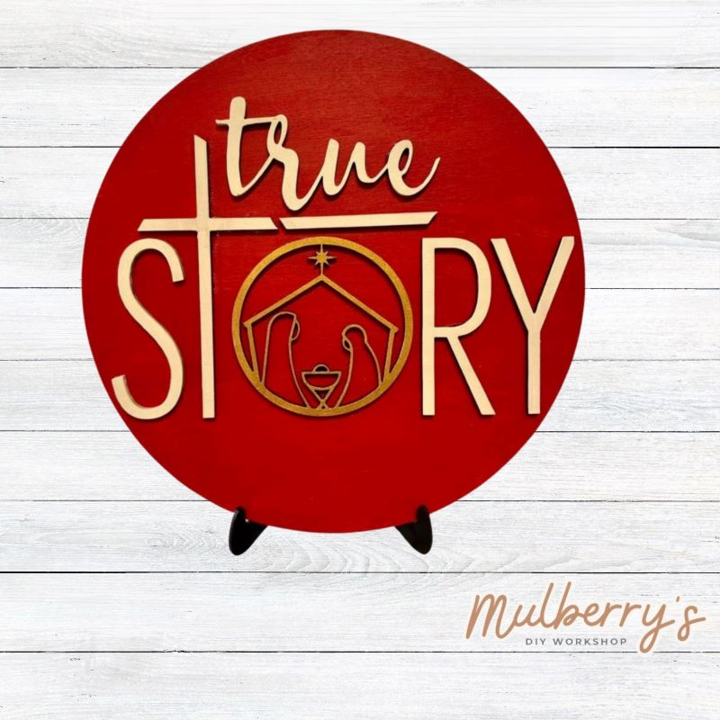 Our true story round is so much fun to paint! Approximately 10" in diameter. Optional stand is available.