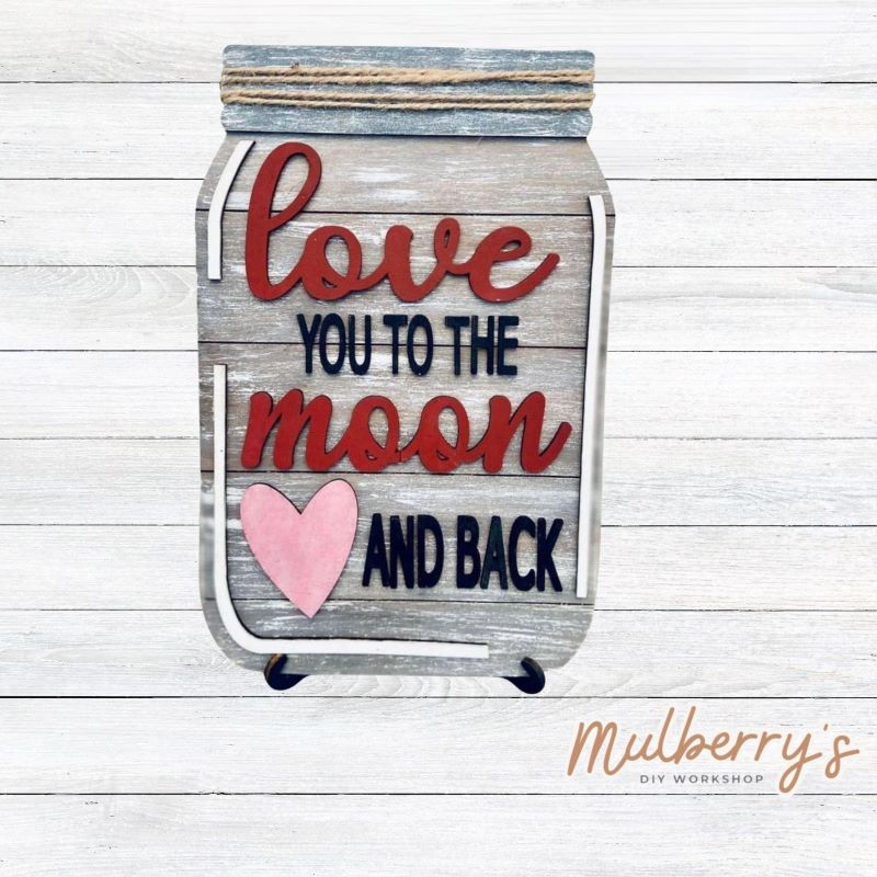 We absolutely adore this project! Who wouldn't love a mason jar with a love note on it? Approximately 10.5" x 7". Optional stand is available.