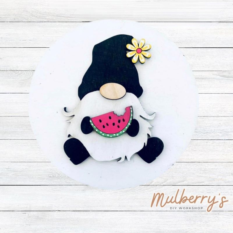 Decorate your home with our 4.5-inch Watermelon Gnome insert. Our inserts may be displayed solo or with our interchangeable mini plate stand, which is sold separately.