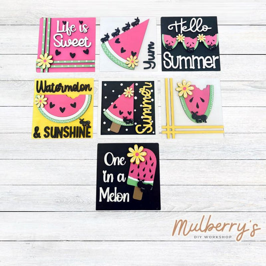 Our 4x4 watermelon decorative tiles are so versatile. They go perfectly with many of our interchangeable bases! Display them in our learning towers, tiered trays, or display shelves.