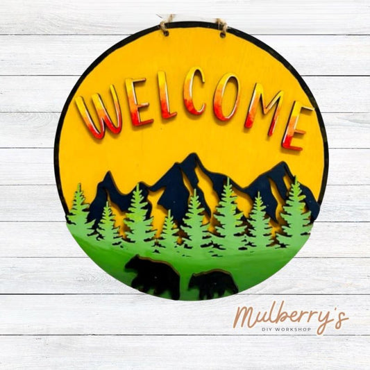 We love living in the Blue Ridge Mountains. This 10.5 inch mini door hanger welcomes your guests. You may choose your desired number of bears.