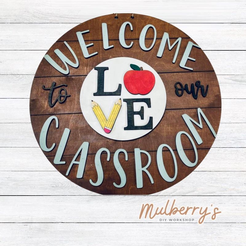 Welcome Classroom 18 Door Hanger With Classroom Love Insert Mulberry