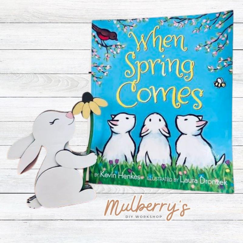 Bring your little one to Mulberry's DIY Workshop and read our copy of "When Spring Comes", then paint an adorable bunny holding a flower!  The bunny is approximately 6 inches tall. 