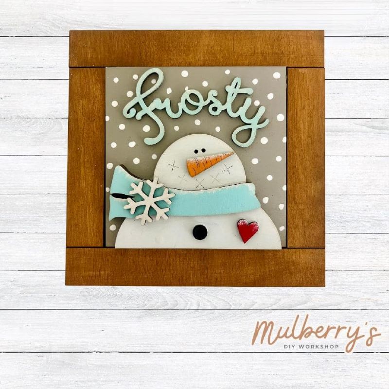 Our interchangeable square frame is the perfect way to display the different seasonal and holiday decorative tiles! Choose your favorite winter decorative tile to display inside! This listing includes the base and choice of one winter insert. Approximately 6" in diameter.