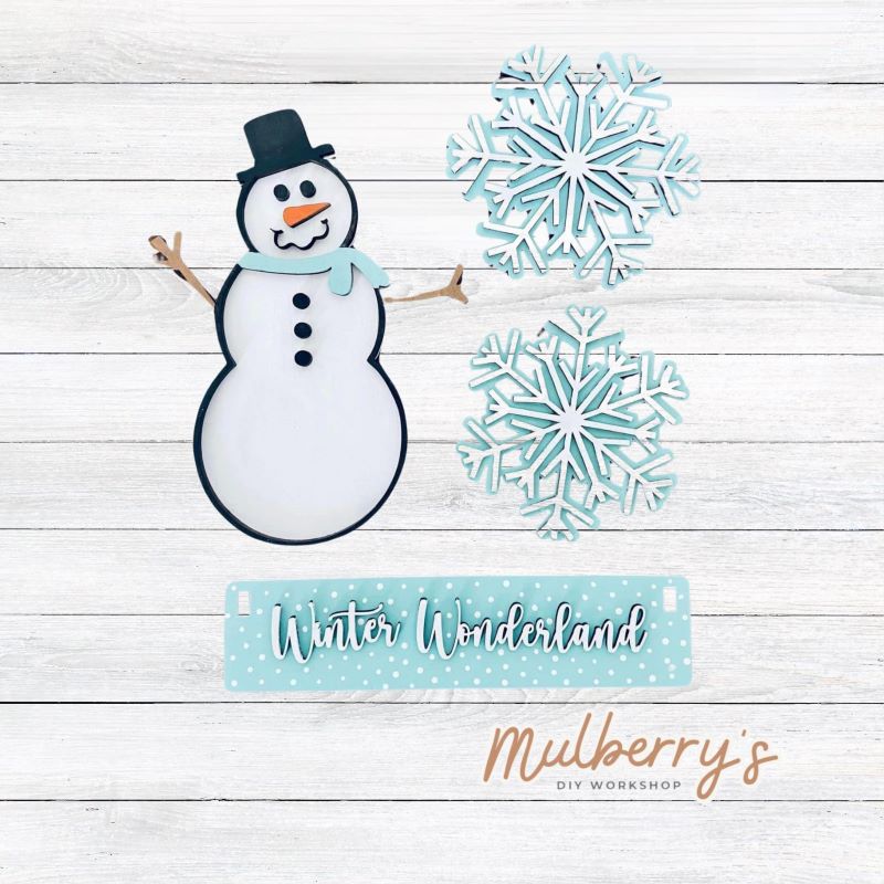 Our winter inserts are so versatile! Display them individually or in our interchangeable wagon or crate! Includes snowman, two snowflakes, and winter wonderland banner.